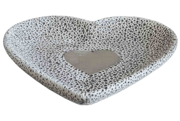 Dekoratívna miska tvar srdce 24,5 cm, cement