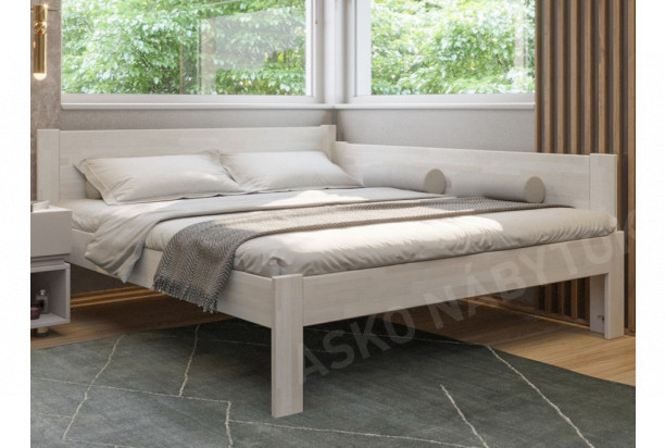 Rohová posteľ so zástenou vpravo Fava P 180x200 cm, bielený buk