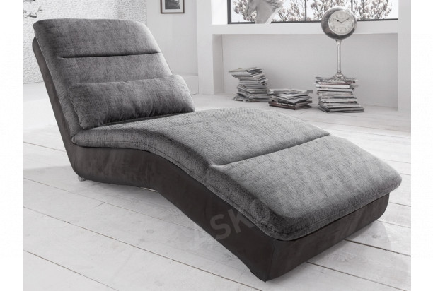Relaxačné ležadlo Yankee, čierna ekokoža/šedá tkanina