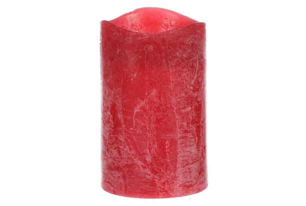 LED sviečka 12 cm, červená, s voskom