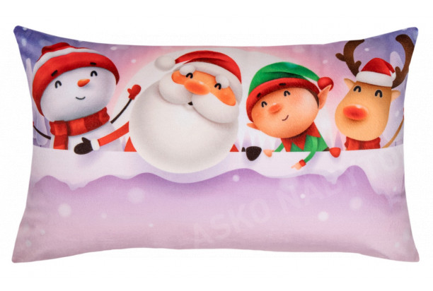 Vianočný dekoračný vankúš Santa Claus a jeho kamaráti, 30x50 cm