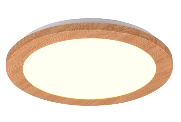 Stropné LED osvetlenie Camillus 26 cm, okrúhle, imitácia dreva