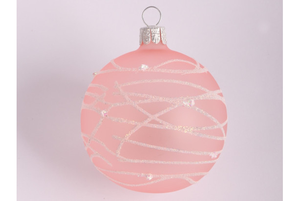 Vianočná ozdoba sklenená guľa 7 cm, ružová
