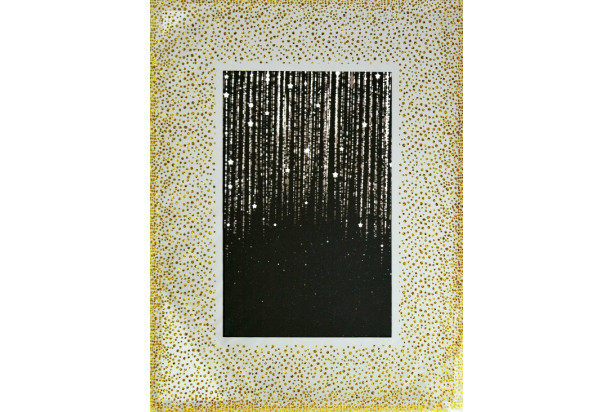 Fotorámik sklenený 10x15 cm, zlaté trblietavé bodky