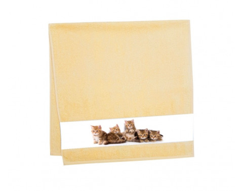 Detský uterák 50x100 cm, motív mačiatka, žltý%