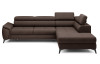 Rohová sedacia súprava Mocca, čokoládovo hnedá koža, pravý roh