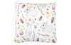 Dekoračný vankúš Veľkonoční zajačikovia a kvety 45x45 cm, zamat