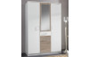 Šatníková skriňa so zrkadlom Click, 135 cm, biela/dub sonoma