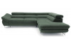 Rohová sedacia súprava Fabio, šedo-zelená látka, pravý roh