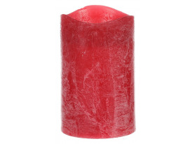 LED sviečka 12 cm, červená, s voskom