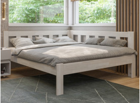 Rohová posteľ so zástenou vpravo Tema P 180x200 cm, bielený buk