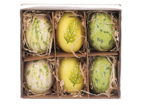 Veľkonočná dekorácia Maľované vajíčka, 6 ks, zelená