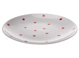 Plytký tanier 26,5 cm, biely s bodkami