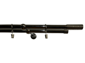 Garniža dvojradová s krúžkami Timo 240 cm, čierny nikel