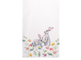 Behúň na stôl Veľkonočný motív - zajačikovia na lúke, 150x40 cm