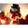 Vianočna dekorácia/svietnik Snehuliak, 14 cm