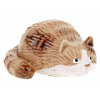 Dekoračná soška Ležiaca mačka, hnedá keramika