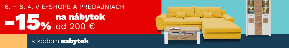 15 % nábytek nad 6000,- 200€ 6-8-4-2026