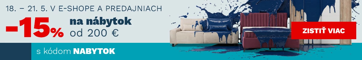 15 % nábytek nad 6000,- 200€ 18-21-5-2026