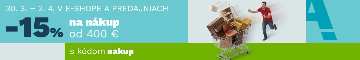 15 % na nákup od 10 000,- 30.3. - 2.4.2026