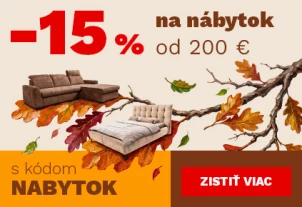 15 % na NÁBYTEK od 6000Kč/200€ 5-7-10-2026