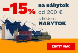 15 % nábytek nad 6000,- 200€ 29.6. - 1-7-2026