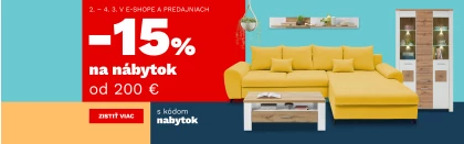 15 % nábytek nad 6000,- 200€ 2-4-3-2026