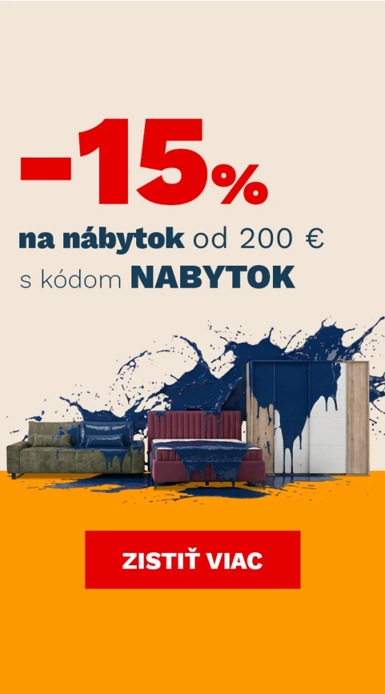 15 % nábytek nad 6000,- 200€ 29.6. - 1-7-2026