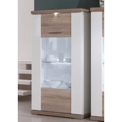 Vitrína Caracas typ 24, dub/biely lesk, s osvetlením