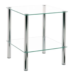 Prístavný stolík Erden, kov/sklo