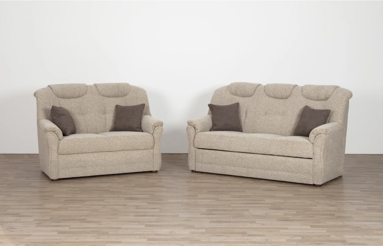 Rohová sedacia súprava Linz, hnedá látka v optike kože, s rozkladem 4