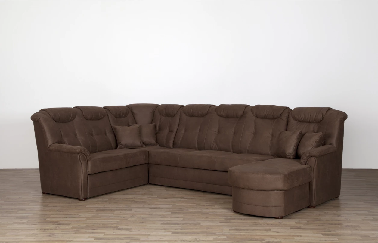 Rohová sedacia súprava Linz, hnedá látka v optike kože, bez rozkladu 1