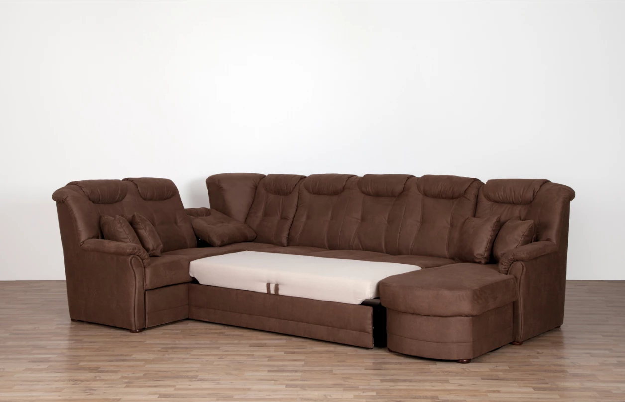 Rohová sedacia súprava Linz, hnedá látka v optike kože, bez rozkladu 2