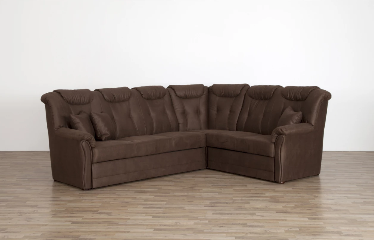Rohová sedacia súprava Linz, hnedá látka v optike kože, bez rozkladu 6