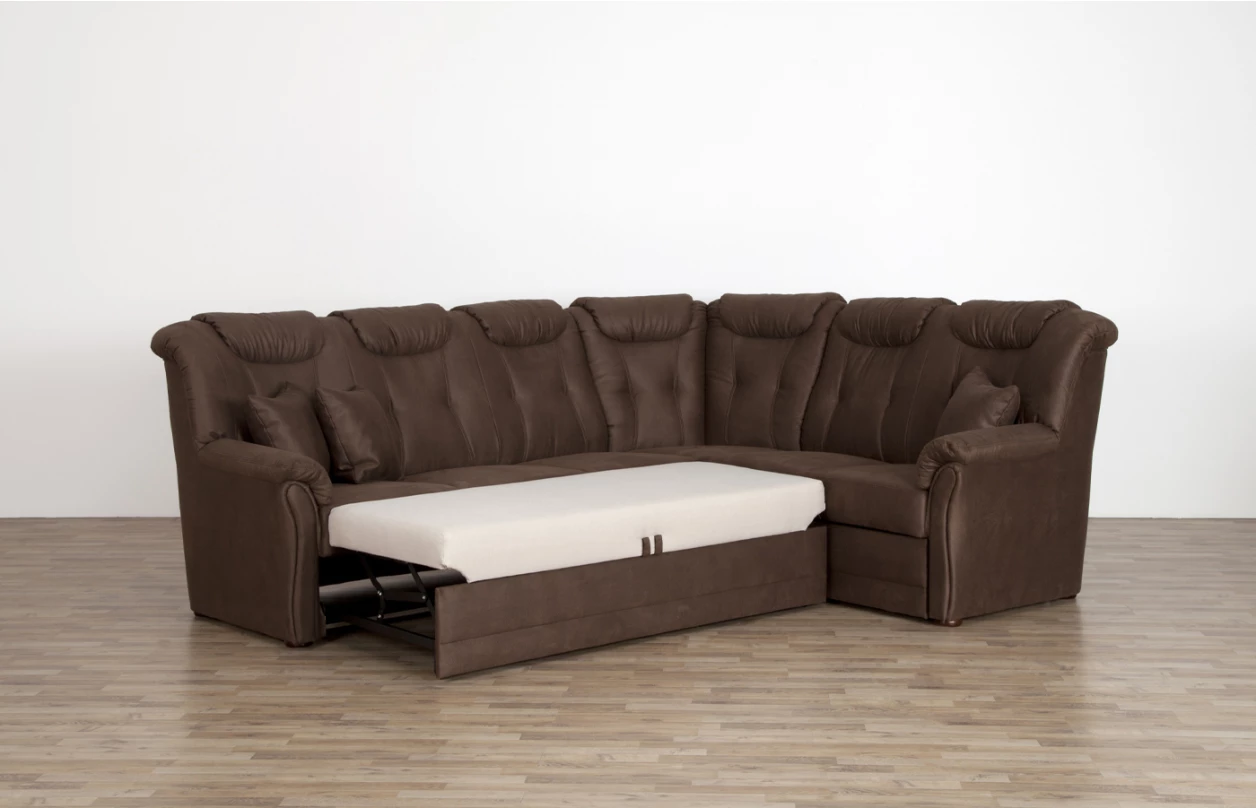 Rohová sedacia súprava Linz, hnedá látka v optike kože, bez rozkladu 8