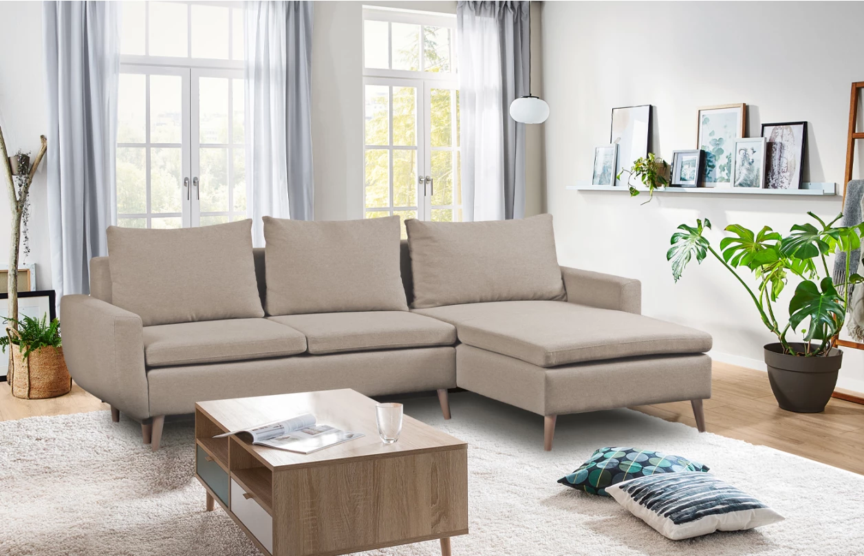 Rohová sedacia súprava Enjoy, sivá látka 1