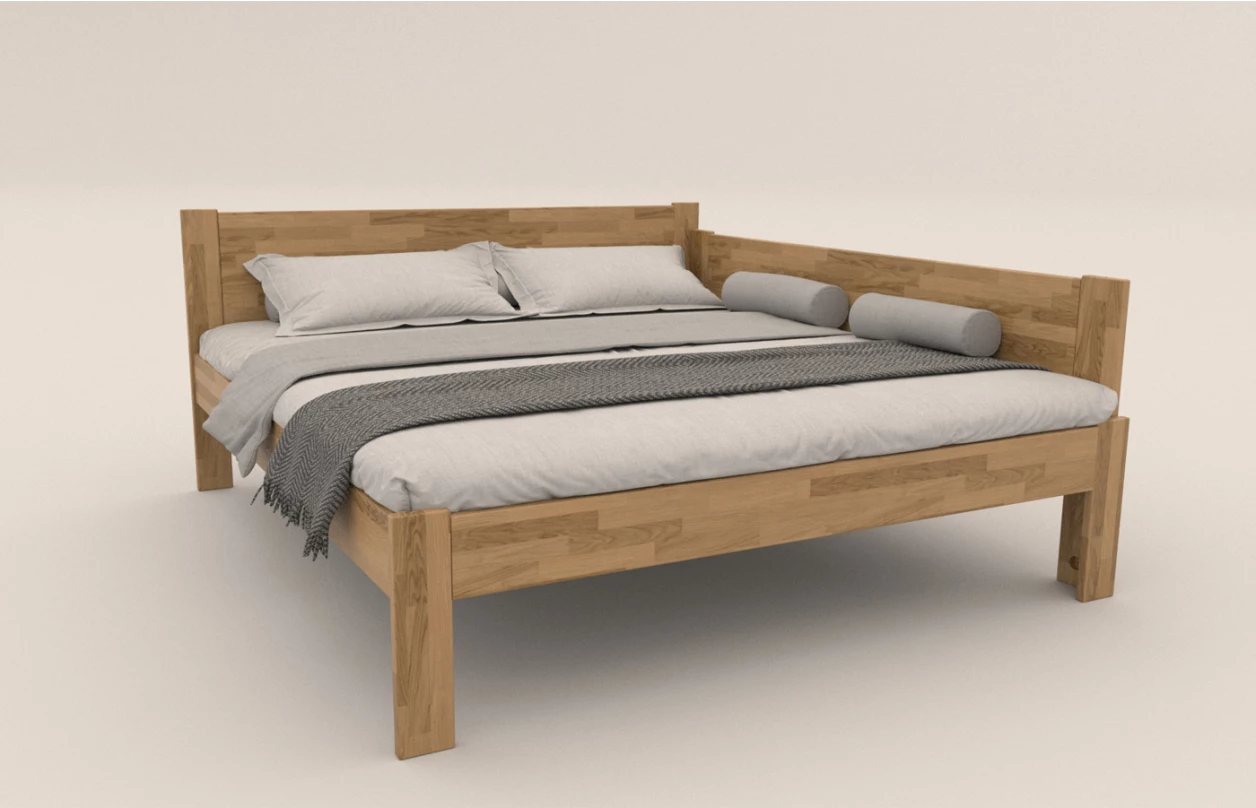 Rohová posteľ so zástenou vpravo Fava P 180x200 cm, prírodný buk