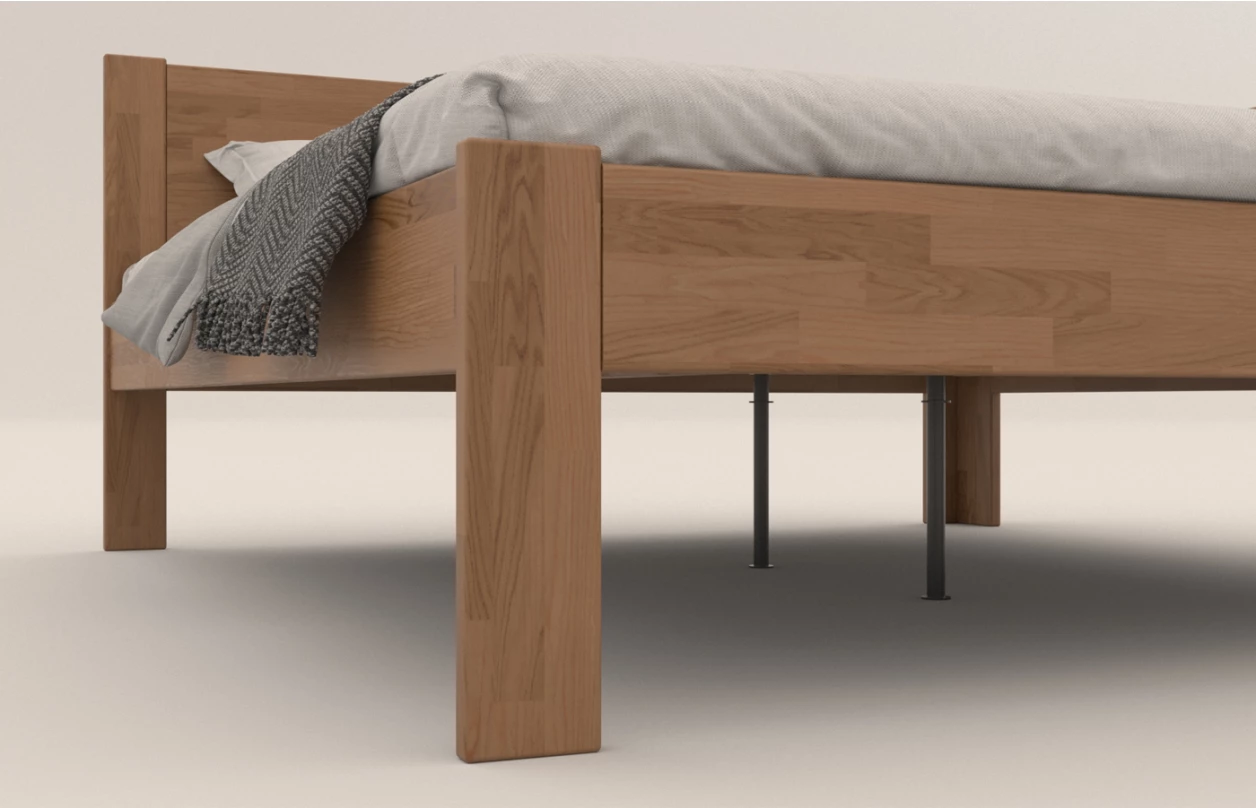Rohová posteľ so zástenou vpravo Fava P 180x200 cm, prírodný buk