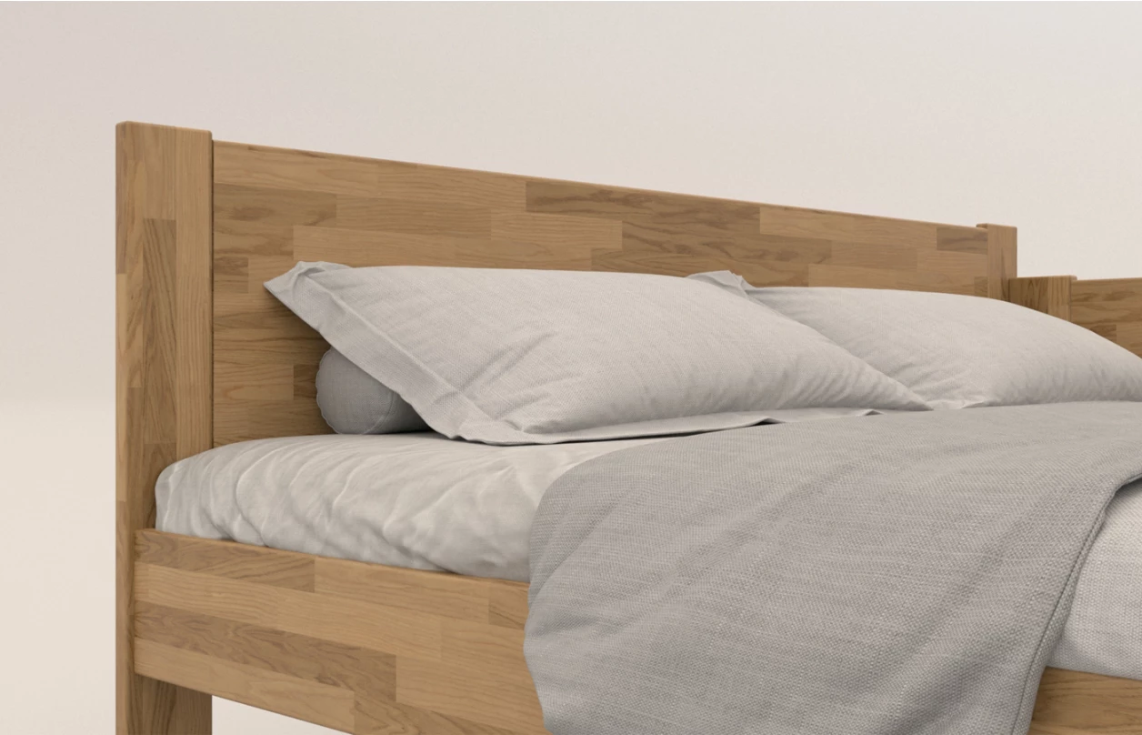 Rohová posteľ so zástenou vpravo Fava P 180x200 cm, prírodný buk