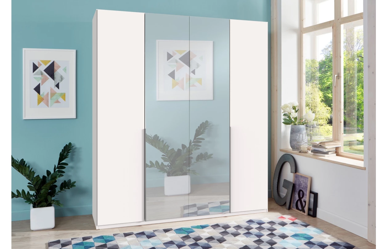 Šatníková skriňa Easy Plus, 270 cm, biela/zrkadlo