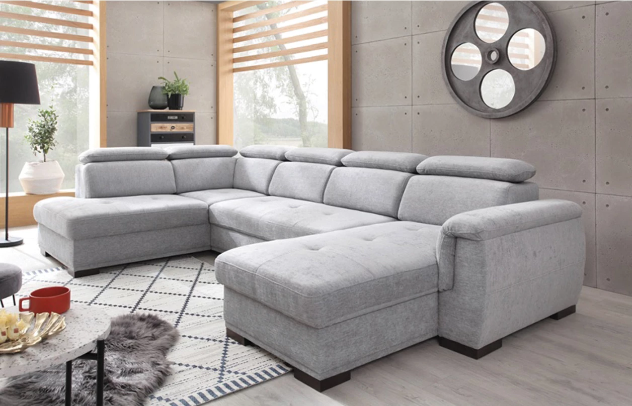 Sedacia súprava Umbria, tvar pravé U, krémová látka 2