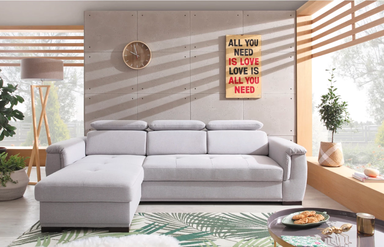 Sedacia súprava Umbria, tvar pravé U, krémová látka 7