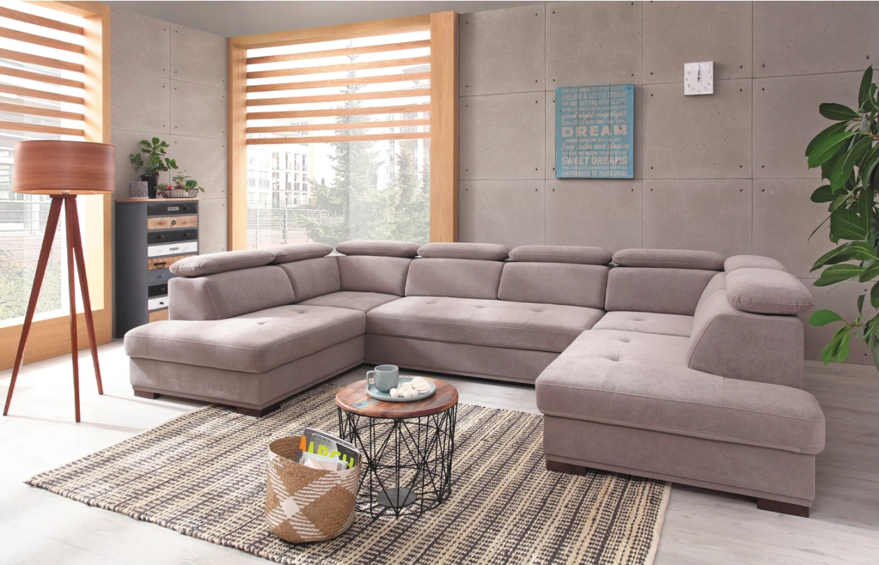 Sedacia súprava Umbria, tvar pravé U, krémová látka 8