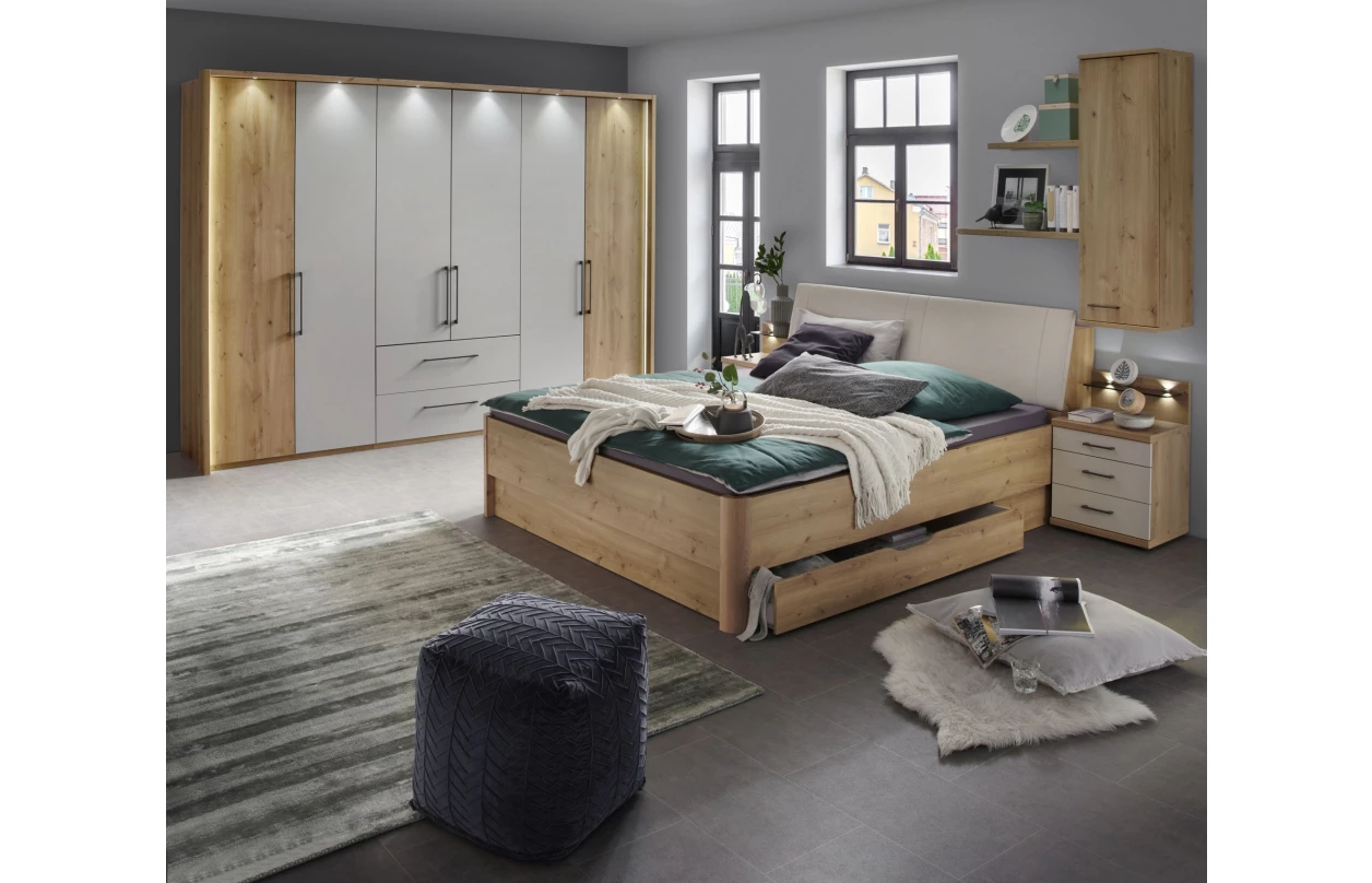 Sada 2 ks osvetlený panel k nočnému stolíku Kanada, dub bianco 5