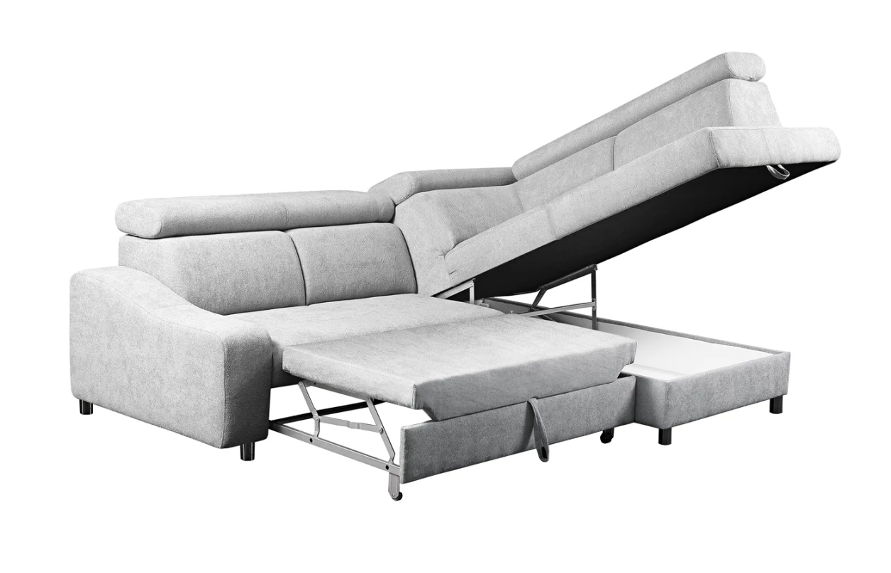 Rohová sedacia súprava Brico, sivo-hnedá látka, pravý roh 1