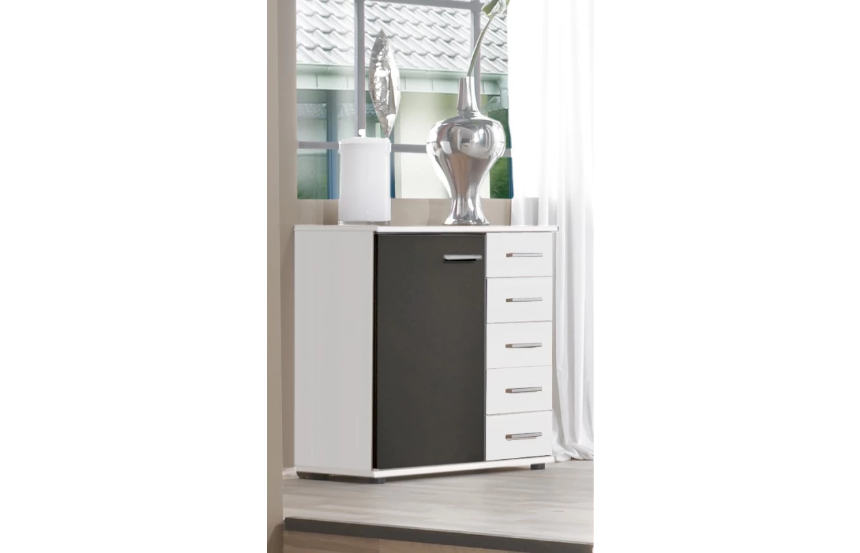 Šatníková skriňa s otočnými dverami Nora, 225 cm, biela/grafitová 10