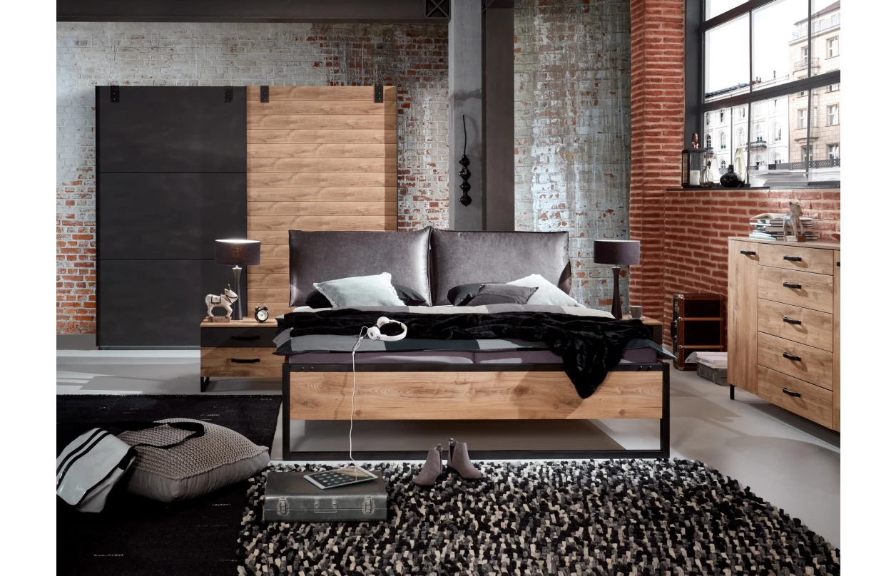 Šatník s posuvnými dverami Detroit, 250 cm, doskový dub / antracitová oceľ 8