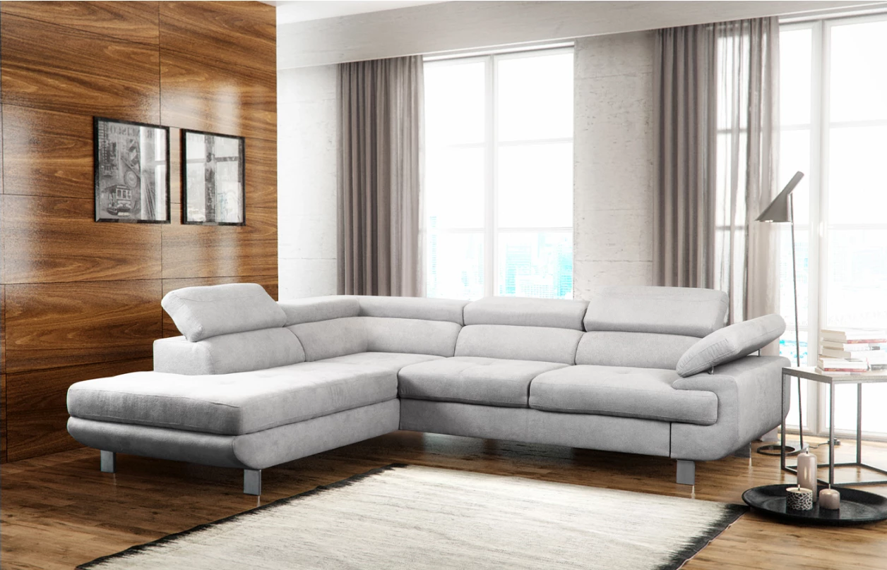 Rohová sedacia súprava Lotos, svetlo šedá látka, pravý roh 1