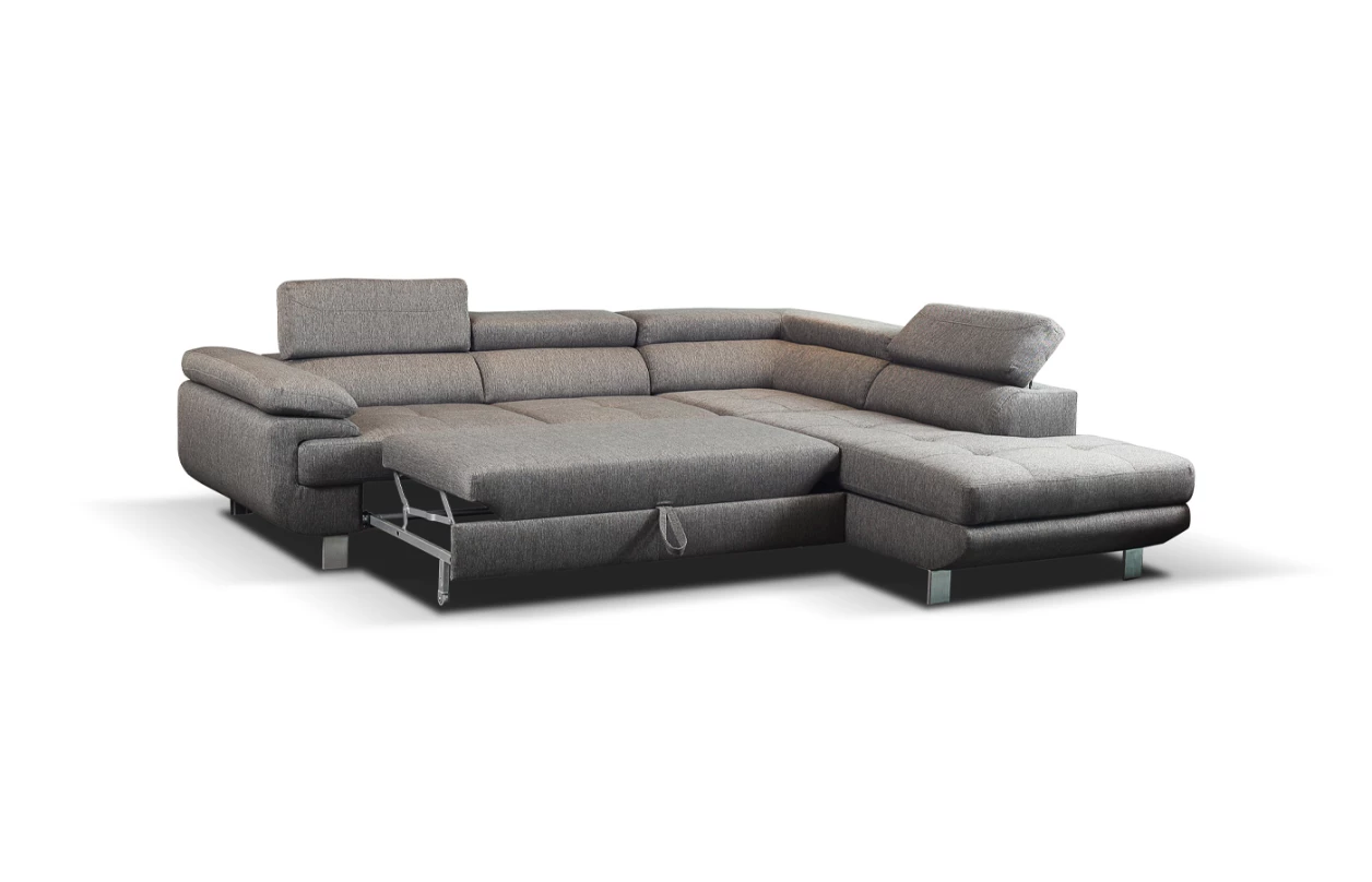 Rohová sedacia súprava Lotos, svetlo šedá látka, ľavý roh 2