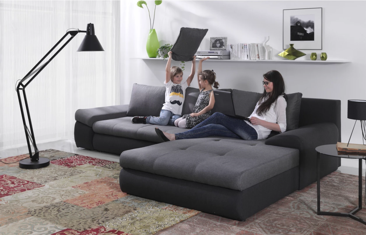 Rohová sedacia súprava Bono, tmavo šedá látka 4